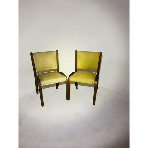 Paire de chaises vintage en tissu et chêne par wilhem von bole pour steiner