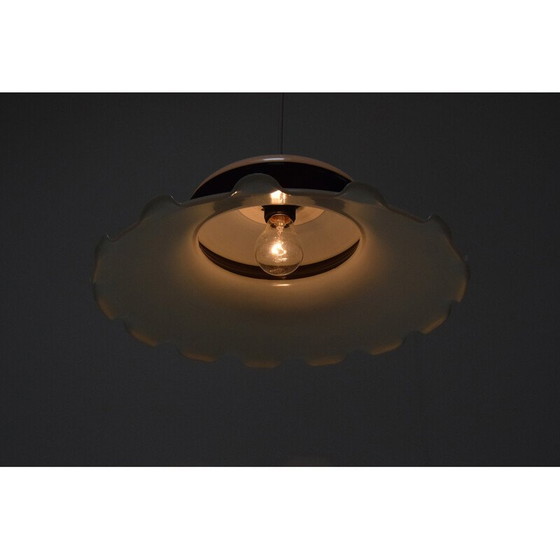 Image 1 of Lampe suspendue vintage en laiton et plastique, Tchécoslovaquie 1970