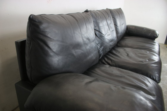 Image 1 of Magnifique canapé trois places De Sede duvet cuir véritable noir Canapé