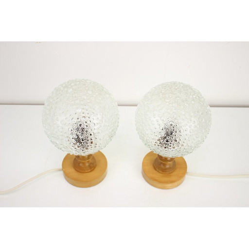 Paire de lampes de table vintage en plastique et verre, Hongrie 1970