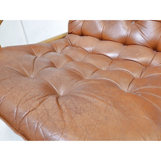 Image 1 of Fauteuil scandinave vintage en cuir et bois de hêtre, 1960