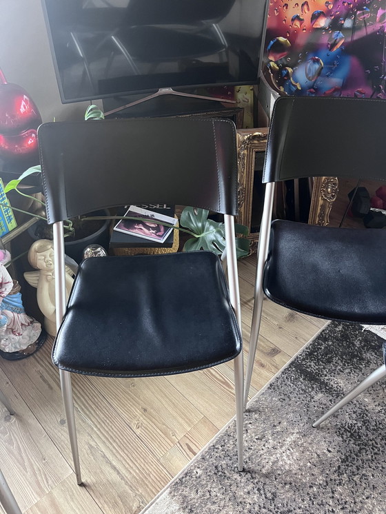 Image 1 of 4X chaises en cuir Calligaris