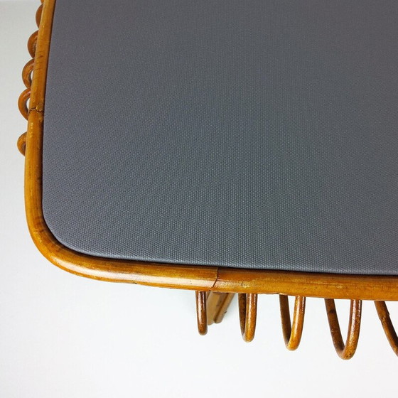 Image 1 of Table carrée vintage en bambou et rotin, 1960