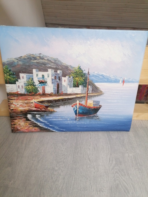 Peinture Paysage Eau Bateau