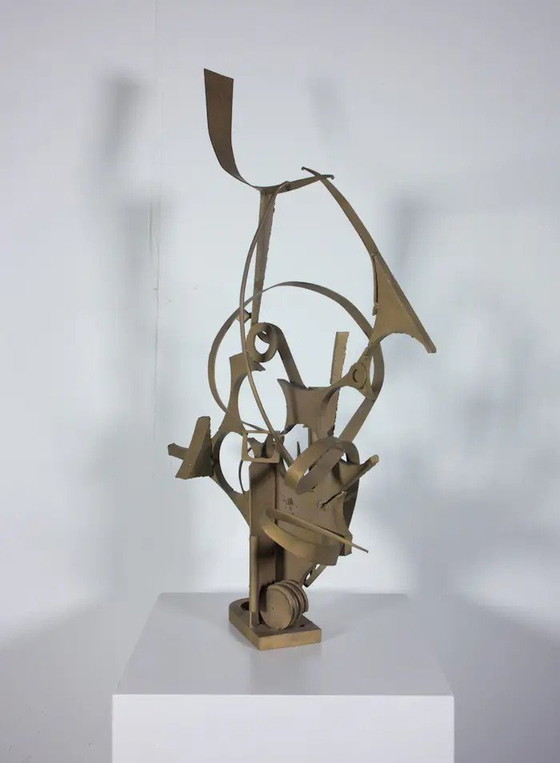 Image 1 of Statue Abstraite avec Circulaires 86 cm de haut Theo Beerendonk