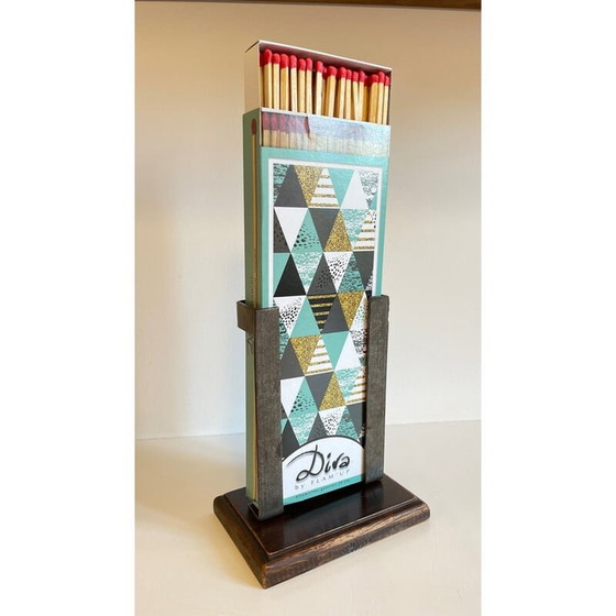 Image 1 of Accessoire de cheminée vintage en acier et bois