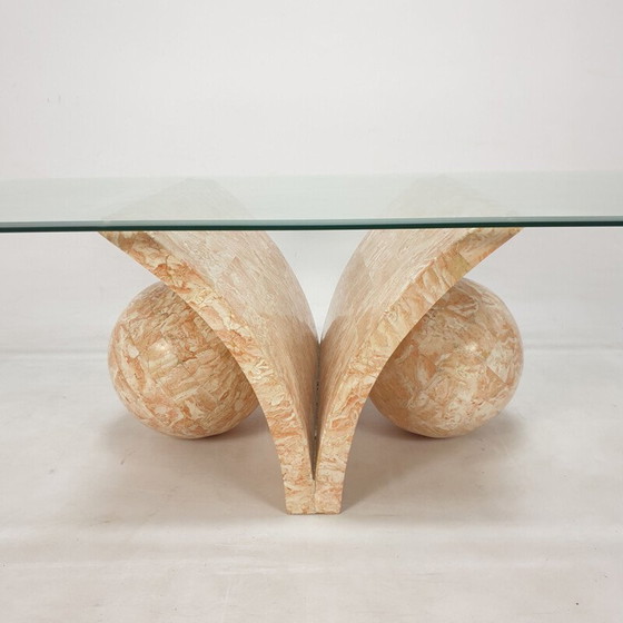 Image 1 of Table basse vintage en pierre et verre par Magnussen Ponte, 1980