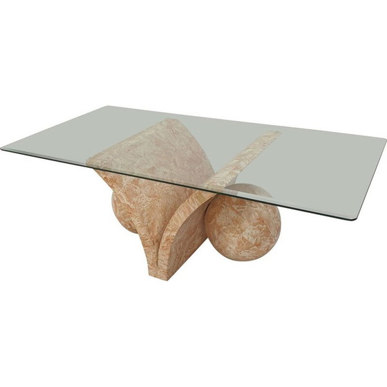 Image 1 of Table basse vintage en pierre et verre par Magnussen Ponte, 1980