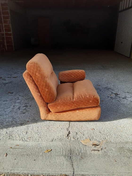 Image 1 of 5/7 Chauffeuse Orange Ligne Roset Pr M. Ducaroy Mod. Albany, Design Épo. Vintage