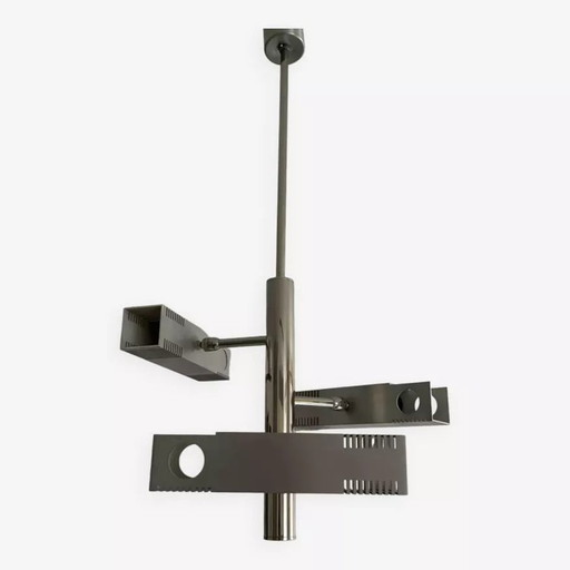 Lustre Henri Mathieu En Metal Chromé France 1960