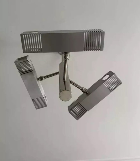 Image 1 of Lustre Henri Mathieu En Metal Chromé France 1960