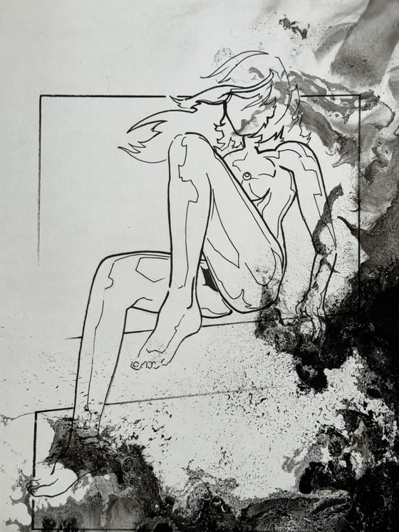 Image 1 of Composition à l'encre avec une femme - Eugène Eechaut (1928-2019)