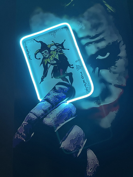 Image 1 of Ledmansion Joker Card Blue Popart Wall Art Lampe à Led