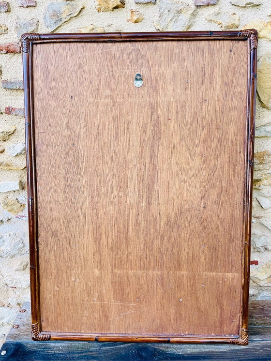 Image 1 of Grand miroir vintage en bambou et rotin, années 1960