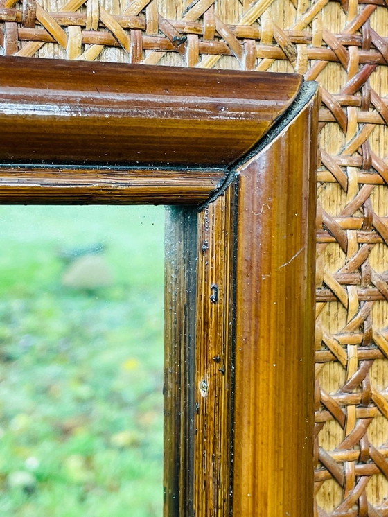 Image 1 of Grand miroir vintage en bambou et rotin, années 1960