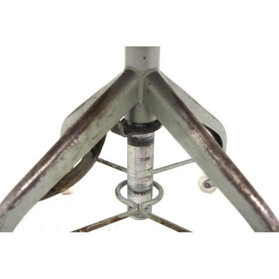 Image 1 of Tabouret vintage en métal et cuir, Suède 1950