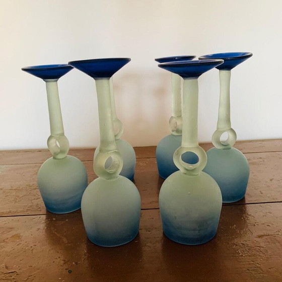 Image 1 of Ensemble de 6 gobelets vintage en pâte de verre