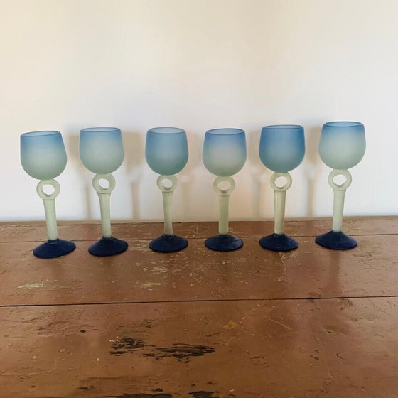 Image 1 of Ensemble de 6 gobelets vintage en pâte de verre