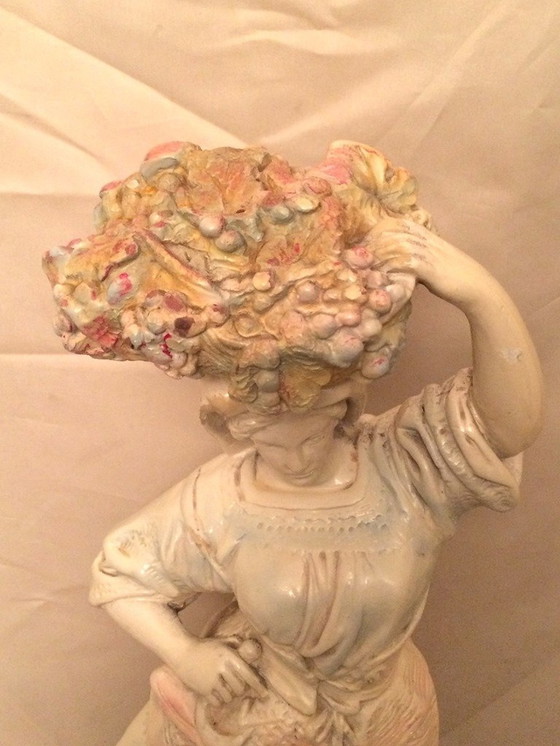 Image 1 of Art Nouveau 1900 Jaru Art sculpture " Jeune femme paysanne "