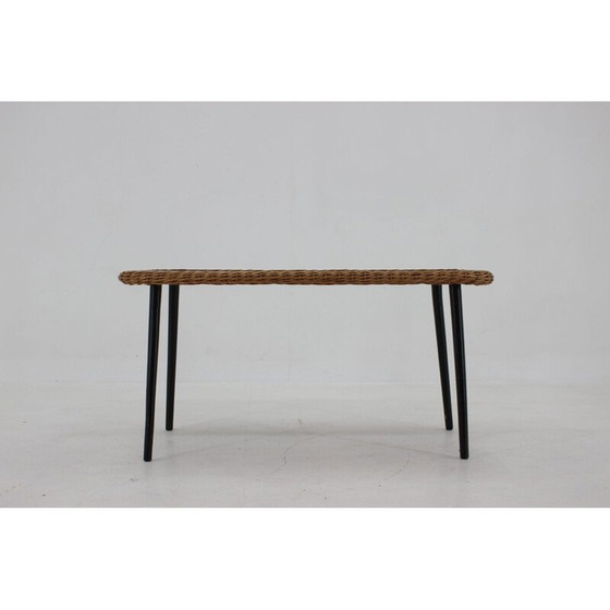 Image 1 of Table basse vintage avec bord en rotin, France 1970