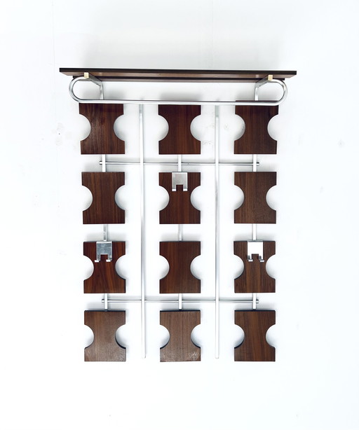 Porte-manteau mural vintage en teck '70s