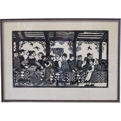 Lithographie moderne vintage d'Yngve Berg, Suède 1962