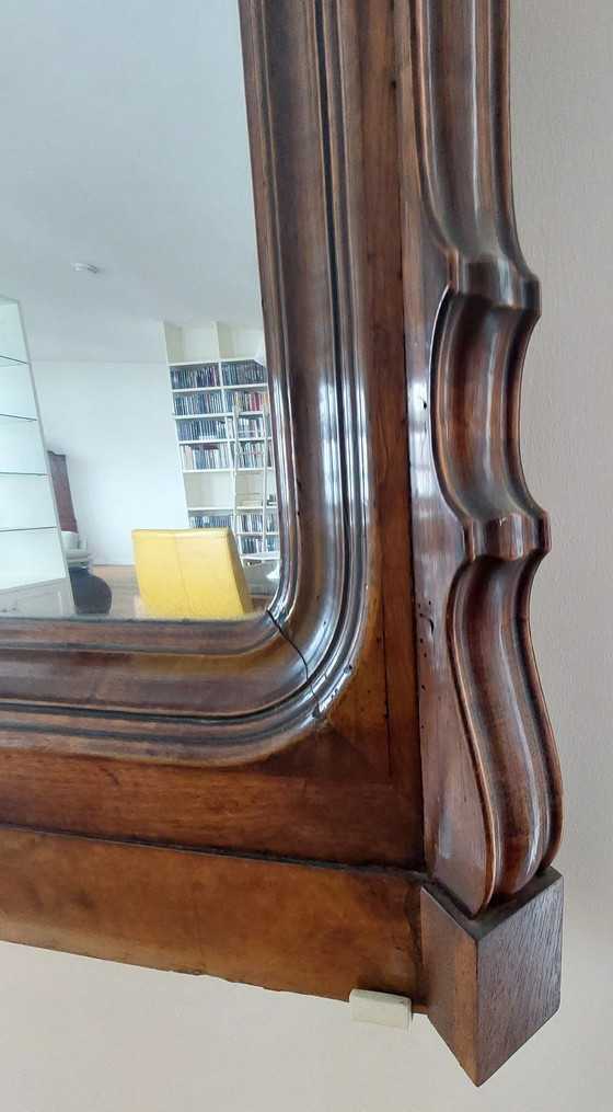 Image 1 of Miroir ancien en bois d'acajou sur pied