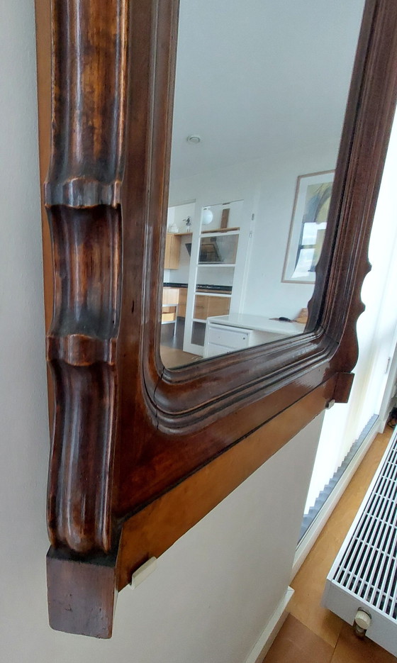 Image 1 of Miroir ancien en bois d'acajou sur pied