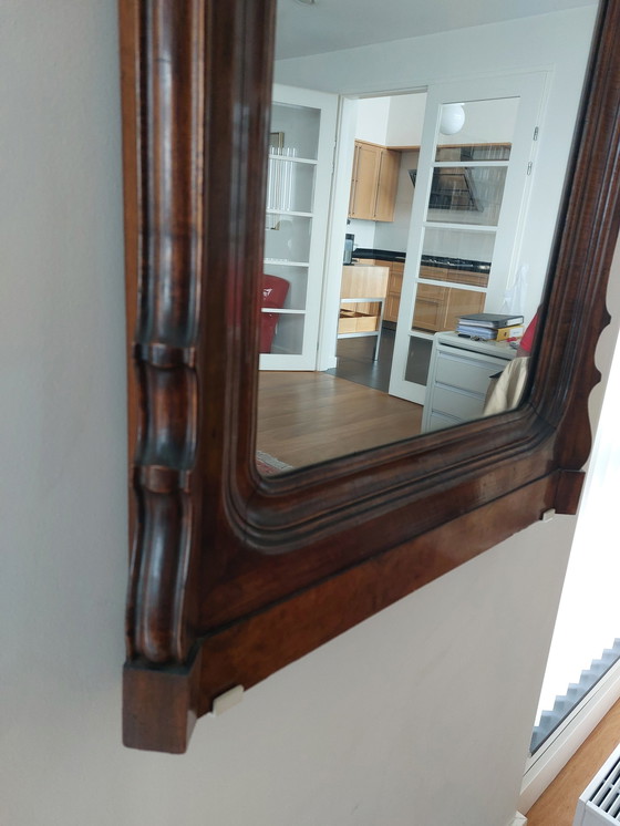 Image 1 of Miroir ancien en bois d'acajou sur pied