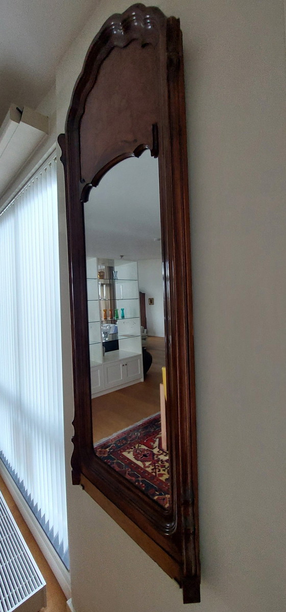 Image 1 of Miroir ancien en bois d'acajou sur pied