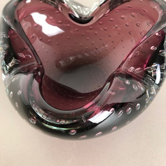 Image 1 of Cendrier vintage en verre de Murano avec bulles, Italie 1970