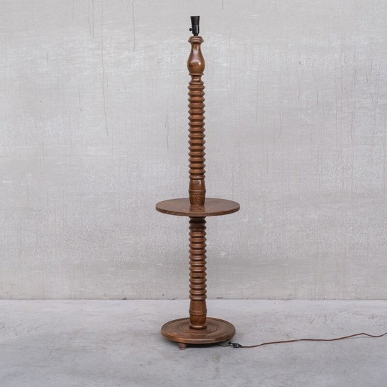 Image 1 of Lampadaire art déco en chêne tourné, France 1940