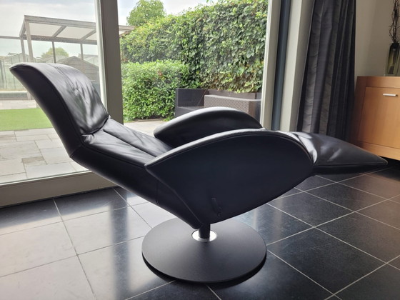 Image 1 of Fauteuil relax Jori en cuir noir