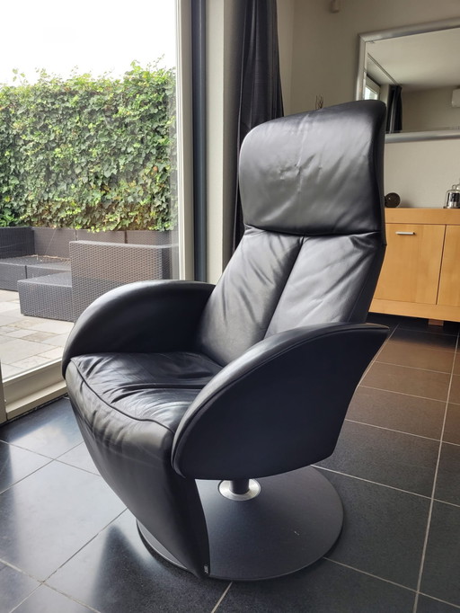 Fauteuil relax Jori en cuir noir