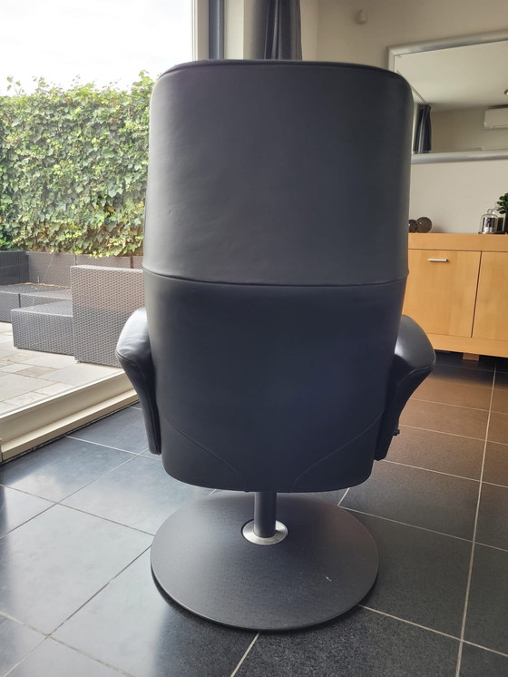 Image 1 of Fauteuil relax Jori en cuir noir