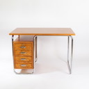 Bureau vintage en hêtre et acier par Rudolf Vichr pour Vichr and Co, Prague 1930s