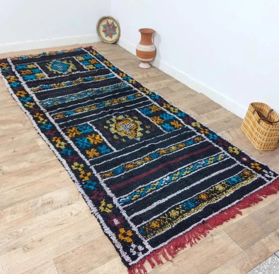 Image 1 of Tappeto Marocchino Berbero Nero Unico 100% Lana - Tapis unique en laine berbère du Maroc