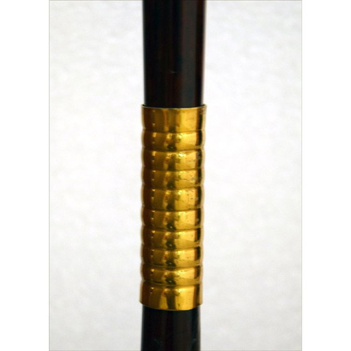 Lampadaire vintage en acajou et laiton, années 1950