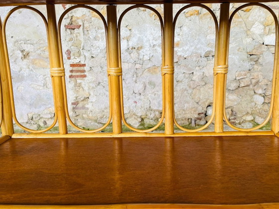 Image 1 of Mid Century, Vintage, étagère à 3 niveaux en bambou et rotin, années 1960
