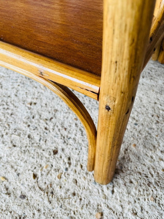 Image 1 of Mid Century, Vintage, étagère à 3 niveaux en bambou et rotin, années 1960