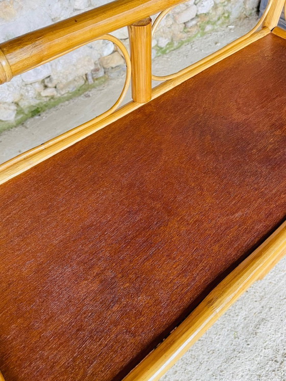 Image 1 of Mid Century, Vintage, étagère à 3 niveaux en bambou et rotin, années 1960
