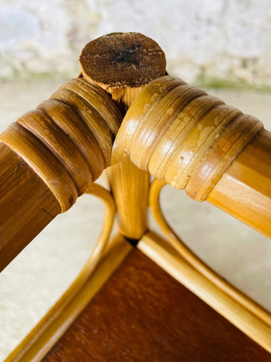 Image 1 of Mid Century, Vintage, étagère à 3 niveaux en bambou et rotin, années 1960