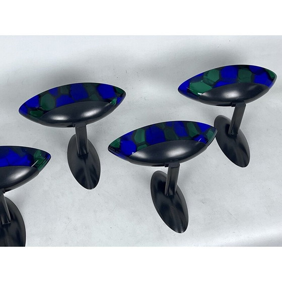 Image 1 of Ensemble de 4 lampes murales vintage en verre et métal par Ottavio Missoni, Italie 1980