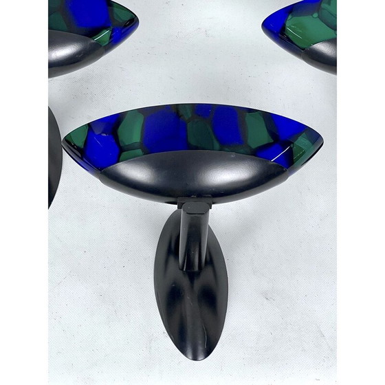 Image 1 of Ensemble de 4 lampes murales vintage en verre et métal par Ottavio Missoni, Italie 1980