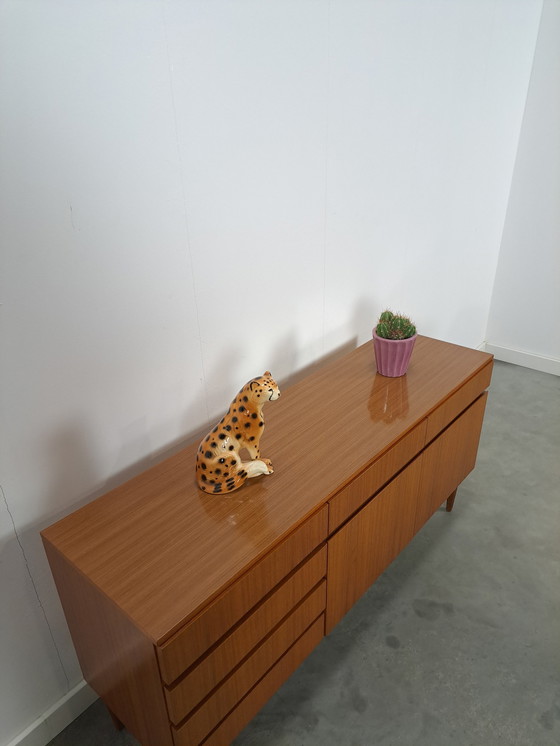 Image 1 of Buffet de bar en placage de teck avec tiroirs et portes à abattant