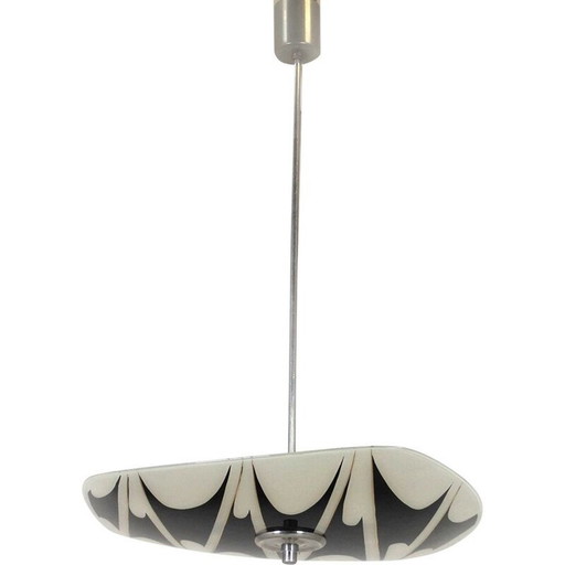 Suspension vintage en verre imprimé par Napako, Tchécoslovaquie 1950