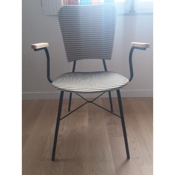 Image 1 of Chaise vintage en métal rayé 1950