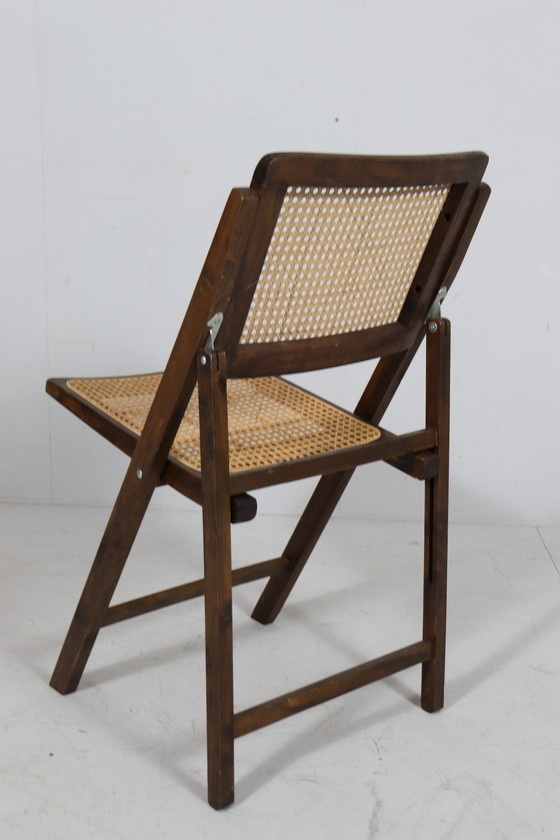 Image 1 of Mid Century Chaises pliantes avec tressage viennois, Italie, Années 1970