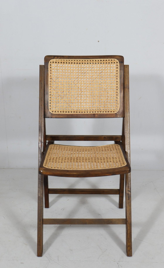 Image 1 of Mid Century Chaises pliantes avec tressage viennois, Italie, Années 1970