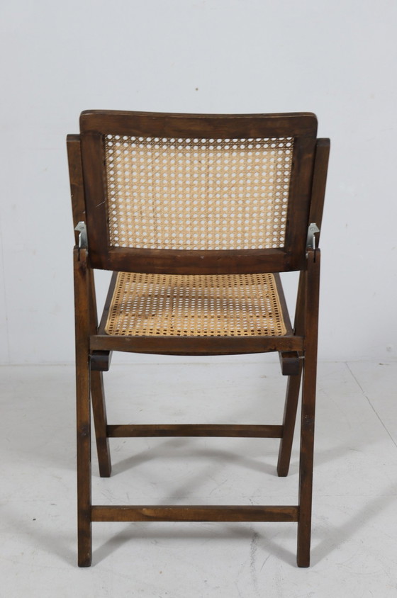 Image 1 of Mid Century Chaises pliantes avec tressage viennois, Italie, Années 1970